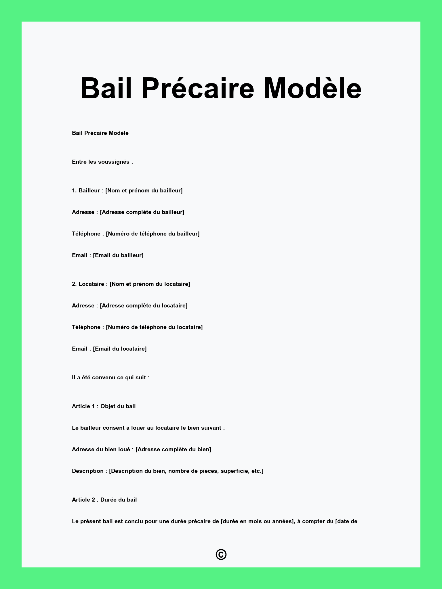 Bail Précaire Modèle