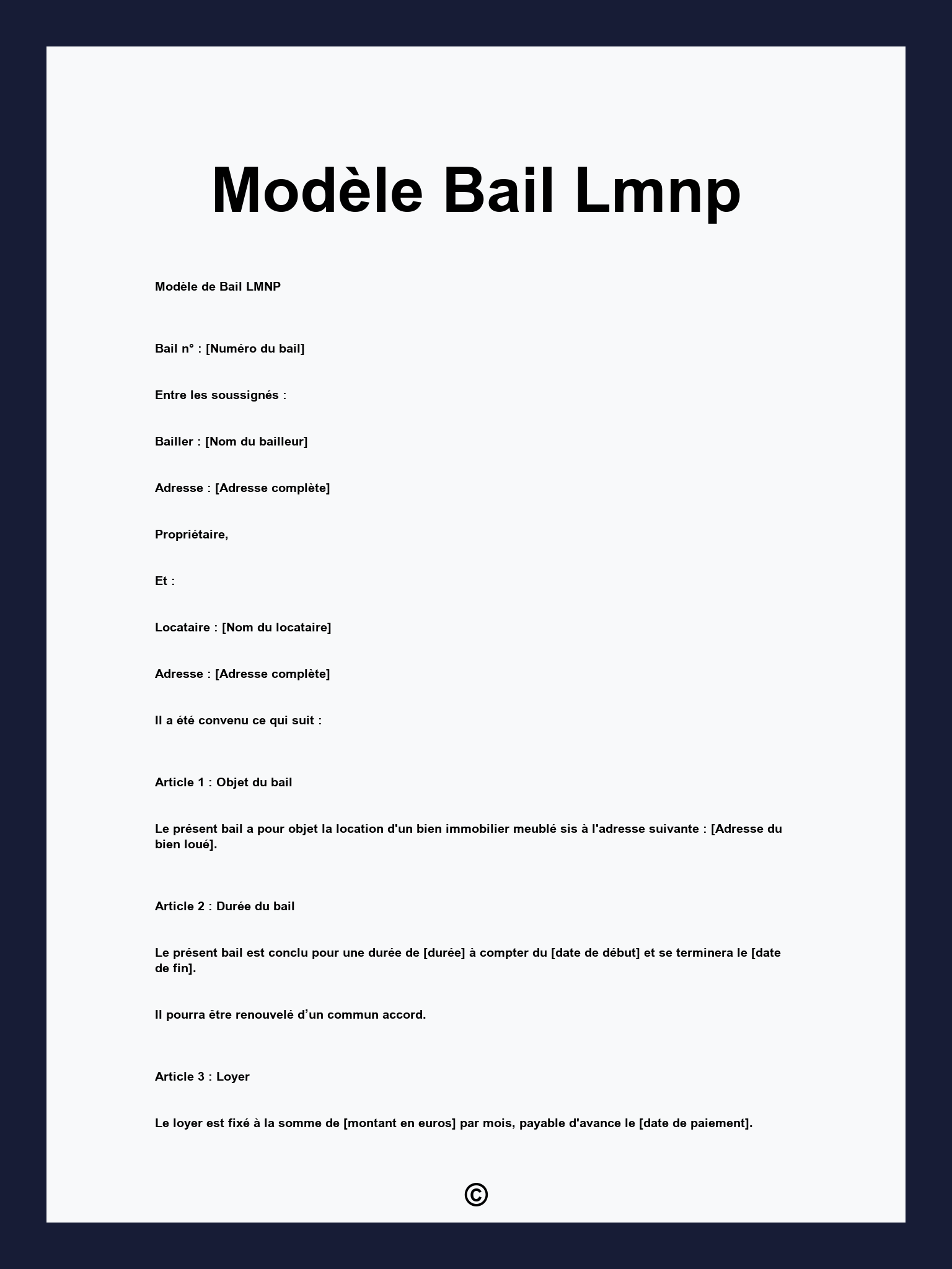 Modèle Bail Lmnp